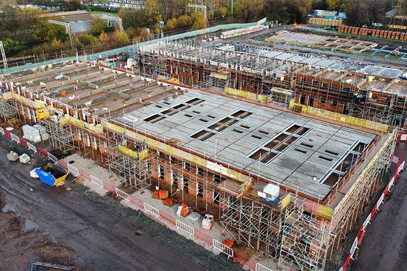 A drone image of how the Canalside South development is progressing 12 months into a five-year construction programme as part of city centre regeneration in Wolverhampton