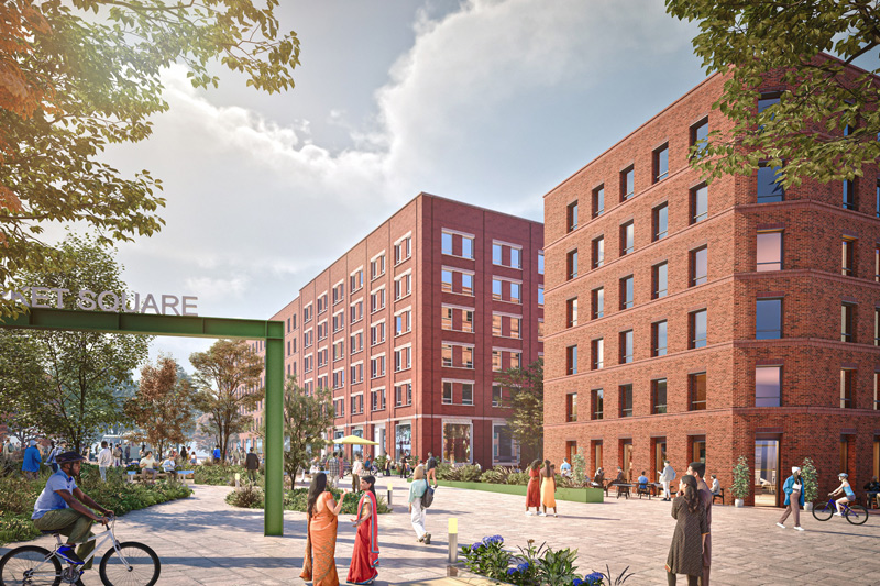 A computer-generated image of what the Smithgate development could look like from Market Square approach
