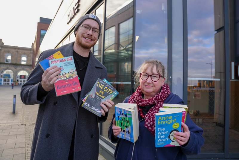 City of Wolverhampton Council Cabinet Member for City Development, Jobs and Skills, Cllr Chris Burden, and Gently Used Book Club owner, Pat Austin, outside the Ignite business hub