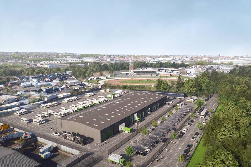 Computer generated image of the proposed fleet services depot at Hickman Avenue