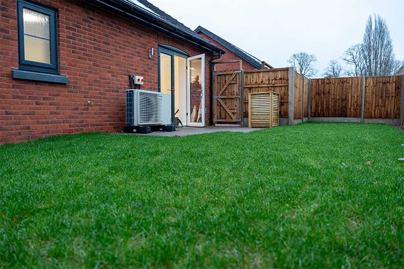The garden and rear of one of the new Longford Road bungalows