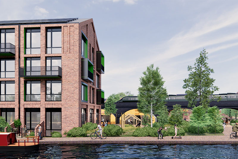 Computer generated images of Wolverhampton Canalside South.