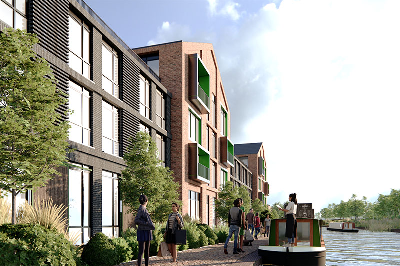 Computer generated images of Wolverhampton Canalside South.