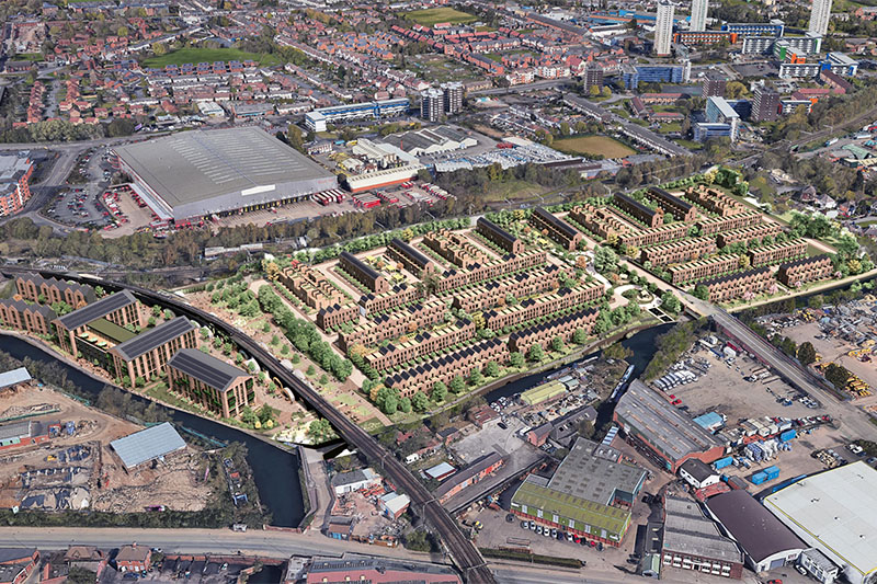 Computer generated images of Wolverhampton Canalside South.