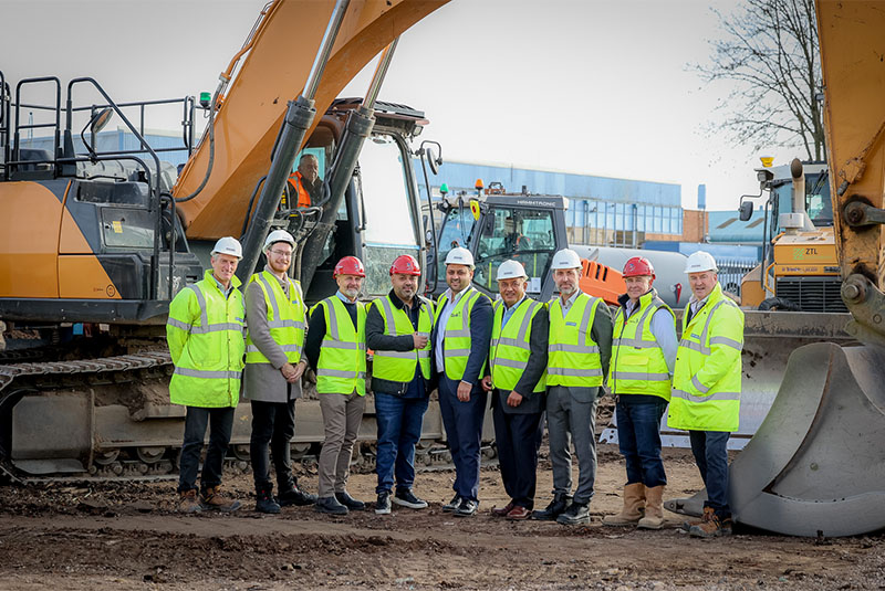 (l-r) Alex Morgan, Stoford; Councillor Chris Burden, City of Wolverhampton Council; Simon Forrester, Kunal Patel, Nikul Patel and Ravi Patel, Task Consumer Products; Chris Kirkland, City of Wolverhampton Council; Steven Smith, Benniman; and Dan Gallagher, Stoford.